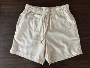 Venroy Lounge Shorts Mens Small Tencel Linen Cream Elastic Waist 5.5 In Inseam